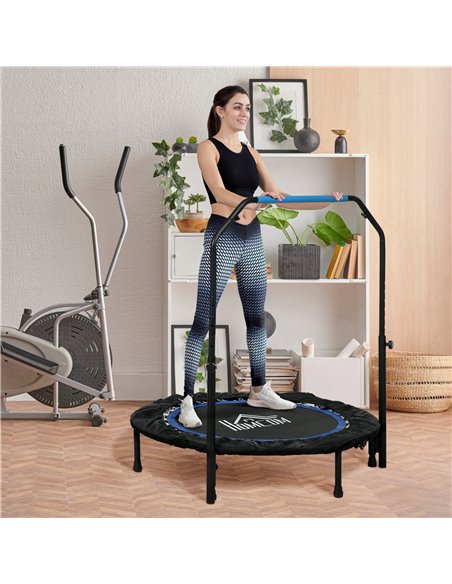 HOMCOM 40" Foldable Mini Fitness Trampoline, with Adjustable Foam Handle, Blue A71-034V00BU - pic 90696 | FastDaddyshop