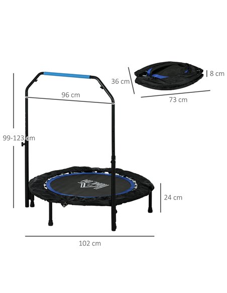 HOMCOM 40" Foldable Mini Fitness Trampoline, with Adjustable Foam Handle, Blue A71-034V00BU - pic 90697 | FastDaddyshop