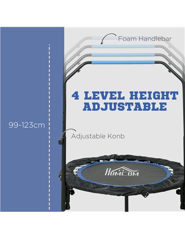 HOMCOM 40" Foldable Mini Fitness Trampoline, with Adjustable Foam Handle, Blue A71-034V00BU
