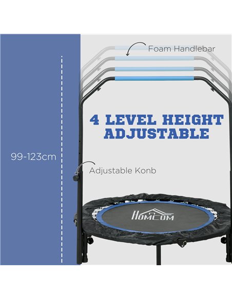 HOMCOM 40" Foldable Mini Fitness Trampoline, with Adjustable Foam Handle, Blue A71-034V00BU - pic 90698 | FastDaddyshop