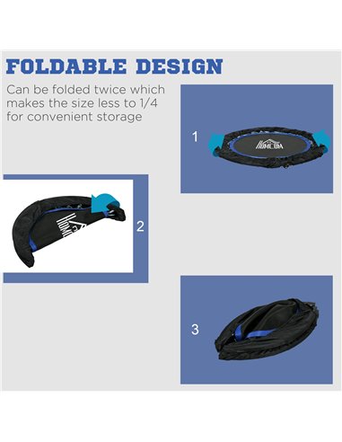 HOMCOM 40" Foldable Mini Fitness Trampoline, with Adjustable Foam Handle, Blue A71-034V00BU