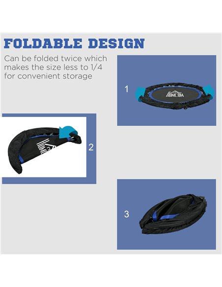 HOMCOM 40" Foldable Mini Fitness Trampoline, with Adjustable Foam Handle, Blue A71-034V00BU - pic 90699 | FastDaddyshop
