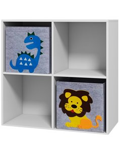 ZONEKIZ Toy Storage Box for Children with Dual Non-Woven Fabric Bins, 61.8 x 29.9 x 61.8 cm, White 311-065V00WT