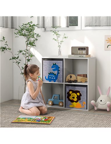 ZONEKIZ Toy Storage Box for Children with Dual Non-Woven Fabric Bins, 61.8 x 29.9 x 61.8 cm, White 311-065V00WT