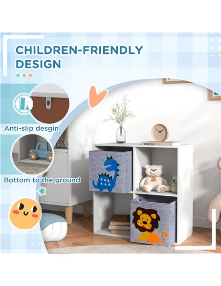 ZONEKIZ Toy Storage Box for Children with Dual Non-Woven Fabric Bins, 61.8 x 29.9 x 61.8 cm, White 311-065V00WT - pic 90707 | FastDaddyshop