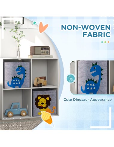 ZONEKIZ Toy Storage Box for Children with Dual Non-Woven Fabric Bins, 61.8 x 29.9 x 61.8 cm, White 311-065V00WT