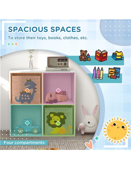 ZONEKIZ Toy Storage Box for Children with Dual Non-Woven Fabric Bins, 61.8 x 29.9 x 61.8 cm, White 311-065V00WT - pic 90709 | FastDaddyshop
