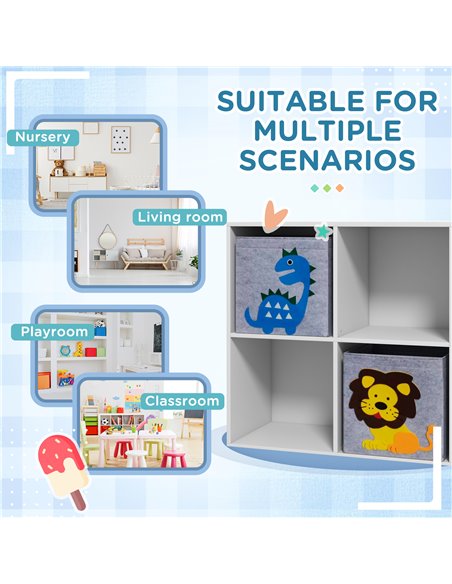 ZONEKIZ Toy Storage Box for Children with Dual Non-Woven Fabric Bins, 61.8 x 29.9 x 61.8 cm, White 311-065V00WT - pic 90711 | FastDaddyshop