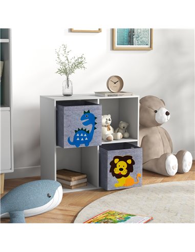 ZONEKIZ Toy Storage Box for Children with Dual Non-Woven Fabric Bins, 61.8 x 29.9 x 61.8 cm, White 311-065V00WT
