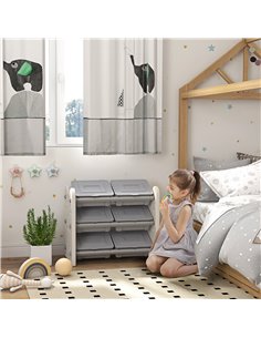 AIYAPLAY 3 Tier Kids Toy Storage Units with 6 Storage Boxes, 76 x 37 x 60cm, Grey 311-076V00GY 2