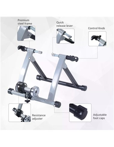 HOMCOM Indoor Bicycle Turbo Trainer, Cyclone System-Silver 5661-0020SL