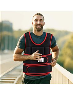 HOMCOM 20kg Metal Sand Weight Adjustable Unisex Trainer Vest Black/Red A93-042V02 2