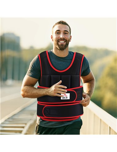HOMCOM 20kg Metal Sand Weight Adjustable Unisex Trainer Vest Black/Red A93-042V02