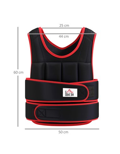 HOMCOM 20kg Metal Sand Weight Adjustable Unisex Trainer Vest Black/Red A93-042V02