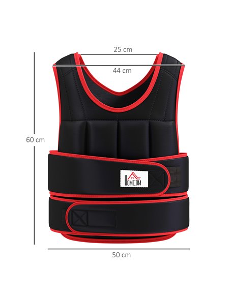 HOMCOM 20kg Metal Sand Weight Adjustable Unisex Trainer Vest Black/Red A93-042V02 - pic 90742 | FastDaddyshop