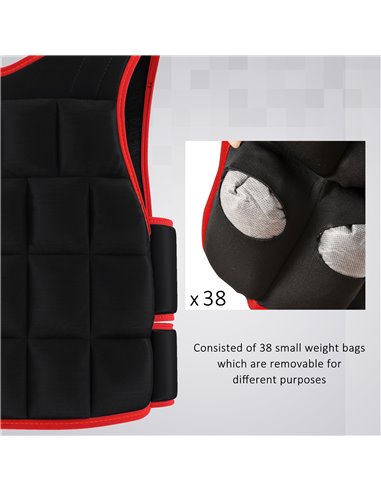 HOMCOM 20kg Metal Sand Weight Adjustable Unisex Trainer Vest Black/Red A93-042V02