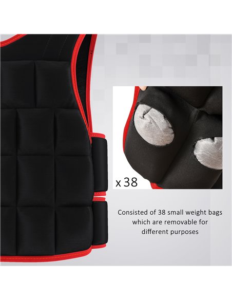 HOMCOM 20kg Metal Sand Weight Adjustable Unisex Trainer Vest Black/Red A93-042V02 - pic 90743 | FastDaddyshop
