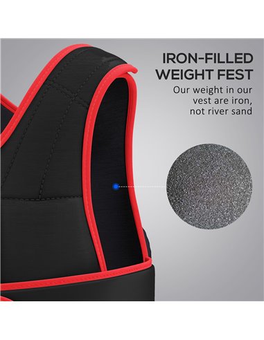 HOMCOM 20kg Metal Sand Weight Adjustable Unisex Trainer Vest Black/Red A93-042V02