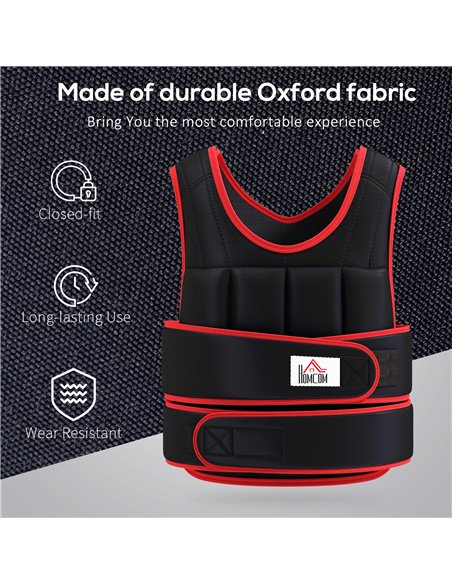HOMCOM 20kg Metal Sand Weight Adjustable Unisex Trainer Vest Black/Red A93-042V02 - pic 90746 | FastDaddyshop