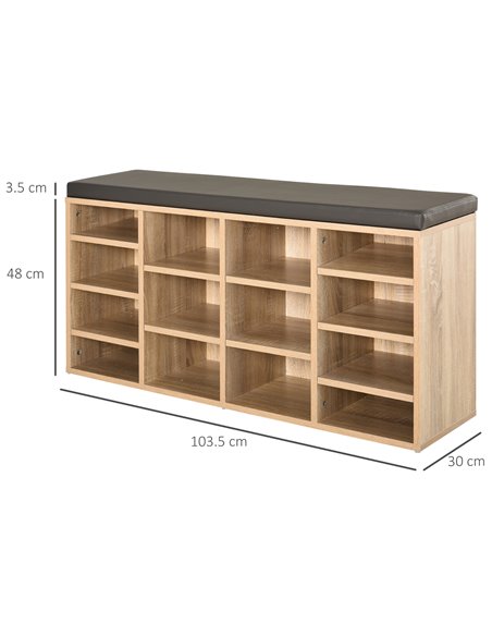 HOMCOM Multi-Storage Shoe Rack w/ 14 Compartments Cushion Moving Shelves Solid Frame Foot Pads Home Office Tidy Organisation Boo - pic 90751 | FastDaddyshop