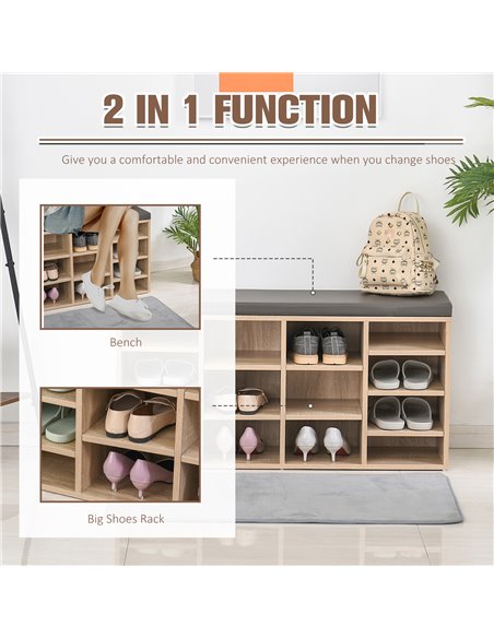 HOMCOM Multi-Storage Shoe Rack w/ 14 Compartments Cushion Moving Shelves Solid Frame Foot Pads Home Office Tidy Organisation Boo - pic 90752 | FastDaddyshop