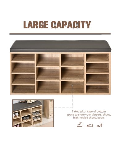 HOMCOM Multi-Storage Shoe Rack w/ 14 Compartments Cushion Moving Shelves Solid Frame Foot Pads Home Office Tidy Organisation Boo