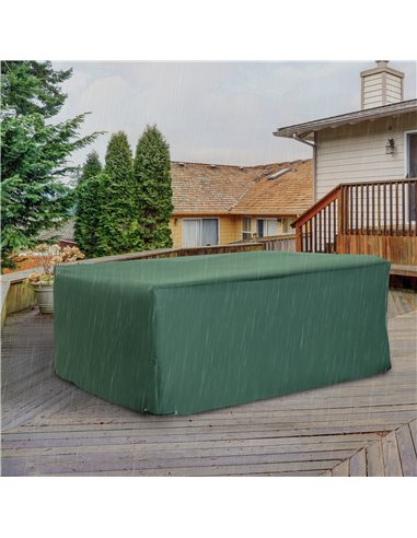Outsunny 600D Garden Furniture Cover Outdoor Garden Rattan Furniture Protection Oxford Set Cover Waterproof Anti-UV Green 205x14