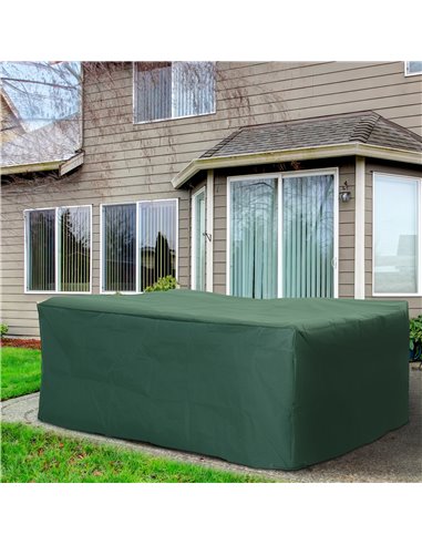 Outsunny 600D Garden Furniture Cover Outdoor Garden Rattan Furniture Protection Oxford Set Cover Waterproof Anti-UV Green 205x14