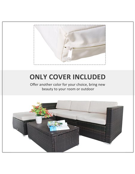 Outsunny Rattan Furniture Cushion Cover Replacement Set, 7 pcs 01-0379 - pic 90799 | FastDaddyshop