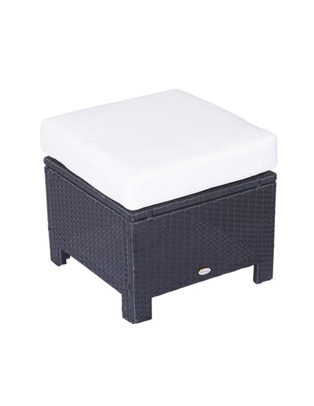 Outsunny Waterproof Rattan Footstool Wicker Ottoman with Padded Seat Cushion Outdoor Patio Furniture for Backyard Garden Poolsid - pic 90812 | FastDaddyshop