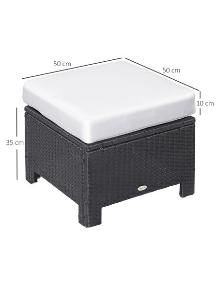Outsunny Waterproof Rattan Footstool Wicker Ottoman with Padded Seat Cushion Outdoor Patio Furniture for Backyard Garden Poolsid - pic 90814 | FastDaddyshop