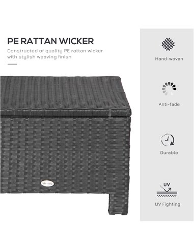 Outsunny Waterproof Rattan Footstool Wicker Ottoman with Padded Seat Cushion Outdoor Patio Furniture for Backyard Garden Poolsid