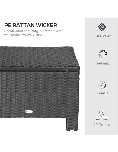 Outsunny Waterproof Rattan Footstool Wicker Ottoman with Padded Seat Cushion Outdoor Patio Furniture for Backyard Garden Poolsid - pic 90815 | FastDaddyshop