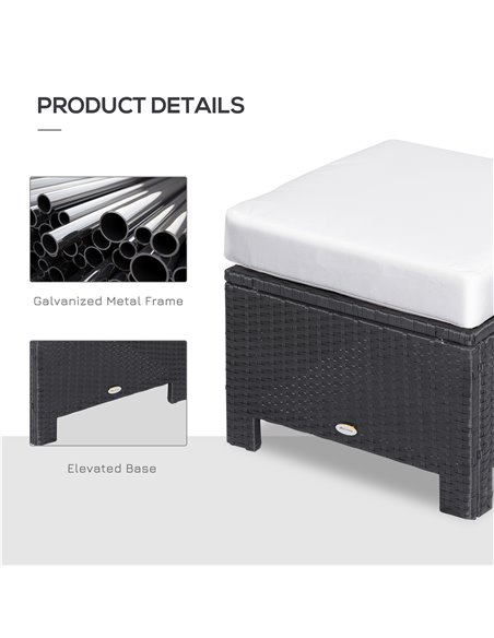 Outsunny Waterproof Rattan Footstool Wicker Ottoman with Padded Seat Cushion Outdoor Patio Furniture for Backyard Garden Poolsid - pic 90818 | FastDaddyshop