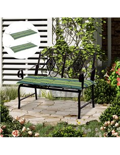 Outsunny Rattan Seating Ensemble: Striped Polyester Cushions for Alfresco Lounging, Set of 2, Verdant Hue 84B-431V70YG 2