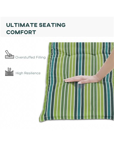 Outsunny Rattan Seating Ensemble: Striped Polyester Cushions for Alfresco Lounging, Set of 2, Verdant Hue 84B-431V70YG