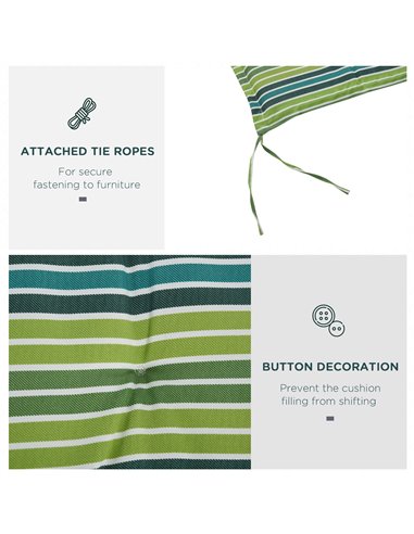Outsunny Rattan Seating Ensemble: Striped Polyester Cushions for Alfresco Lounging, Set of 2, Verdant Hue 84B-431V70YG