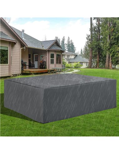 Outsunny Oxford Patio Corner Set Cover Outdoor Garden Rattan Furniture Protection Cover Protector Waterproof Anti-UV Grey 225L x