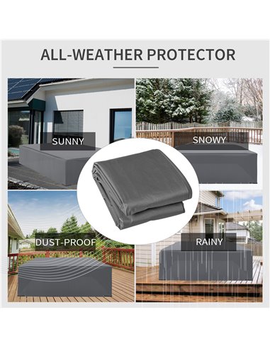 Outsunny Oxford Patio Corner Set Cover Outdoor Garden Rattan Furniture Protection Cover Protector Waterproof Anti-UV Grey 225L x