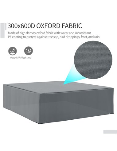 Outsunny Oxford Patio Corner Set Cover Outdoor Garden Rattan Furniture Protection Cover Protector Waterproof Anti-UV Grey 225L x