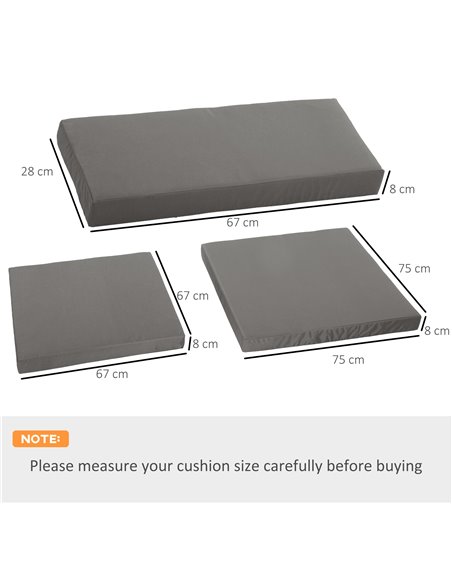 Outsunny Replacement Cushion Pads for Rattan Furniture, 7 Piece Set for Patio Conversation Sets, Lightweight, Grey 84B-864V70GY - pic 90877 | FastDaddyshop