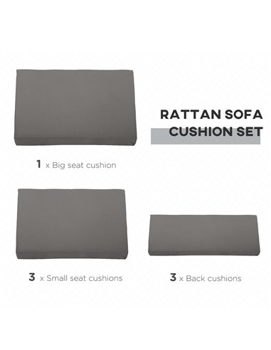 Outsunny Replacement Cushion Pads for Rattan Furniture, 7 Piece Set for Patio Conversation Sets, Lightweight, Grey 84B-864V70GY