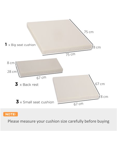 Outsunny Outdoor Cushion Pad Set for Rattan Furniture, 7 Piece Garden Furniture Cushions, Patio Conversation Set Cushions, Light - pic 90886 | FastDaddyshop