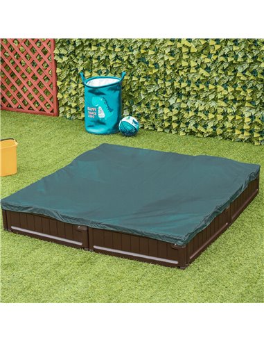 Outsunny Kids Outdoor Sandbox w/ Waterproof Oxford Canopy Bottom Fabric Liner Children Playset for 3-12 years old Backyard Brown