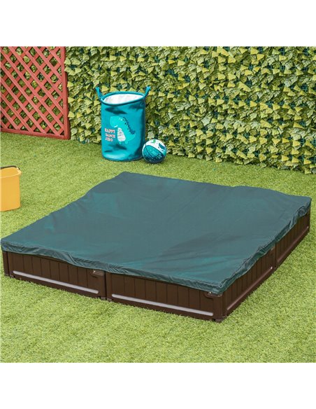 Outsunny Kids Outdoor Sandbox w/ Waterproof Oxford Canopy Bottom Fabric Liner Children Playset for 3-12 years old Backyard Brown - pic 9089 | FastDaddyshop