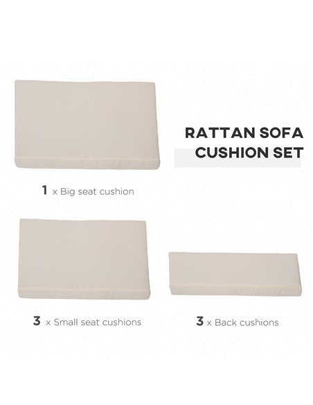 Outsunny Outdoor Cushion Pad Set for Rattan Furniture, 7 Piece Garden Furniture Cushions, Patio Conversation Set Cushions, Light - pic 90890 | FastDaddyshop