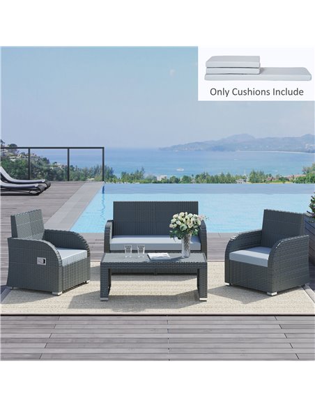 Outsunny 3 PCs Outdoor Seat Cushion for Rattan Furniture, Garden Furniture Cushions, Grey 84B-865V70 - pic 90893 | FastDaddyshop