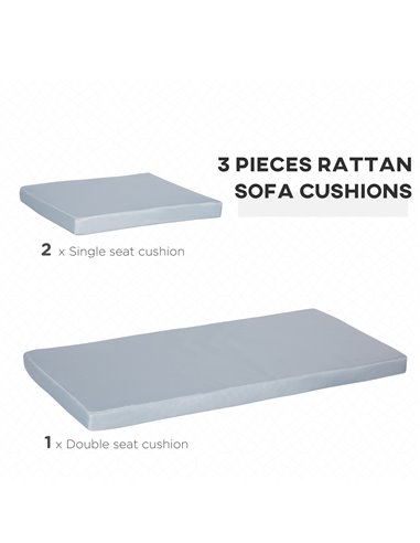 Outsunny 3 PCs Outdoor Seat Cushion for Rattan Furniture, Garden Furniture Cushions, Grey 84B-865V70