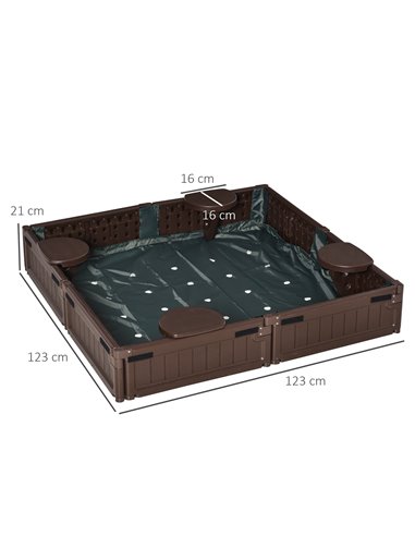 Outsunny Kids Outdoor Sandbox w/ Waterproof Oxford Canopy Bottom Fabric Liner Children Playset for 3-12 years old Backyard Brown
