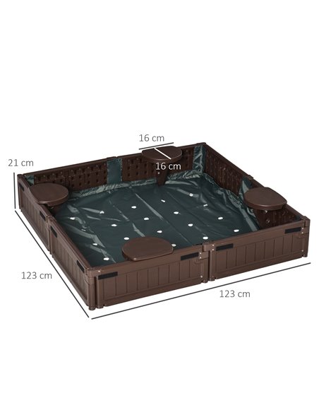 Outsunny Kids Outdoor Sandbox w/ Waterproof Oxford Canopy Bottom Fabric Liner Children Playset for 3-12 years old Backyard Brown - pic 9090 | FastDaddyshop
